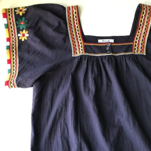Madewell Dark Blue Embroidered Sandblossom Top Med - Picture 4 of 4